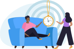 How Hypnotherapy Helps with Stress Management: A person getting help from hypnotherapy through a guided session where they are able to experience relaxation and focused suggestion , which creating an lasting change effect on their emotional state.